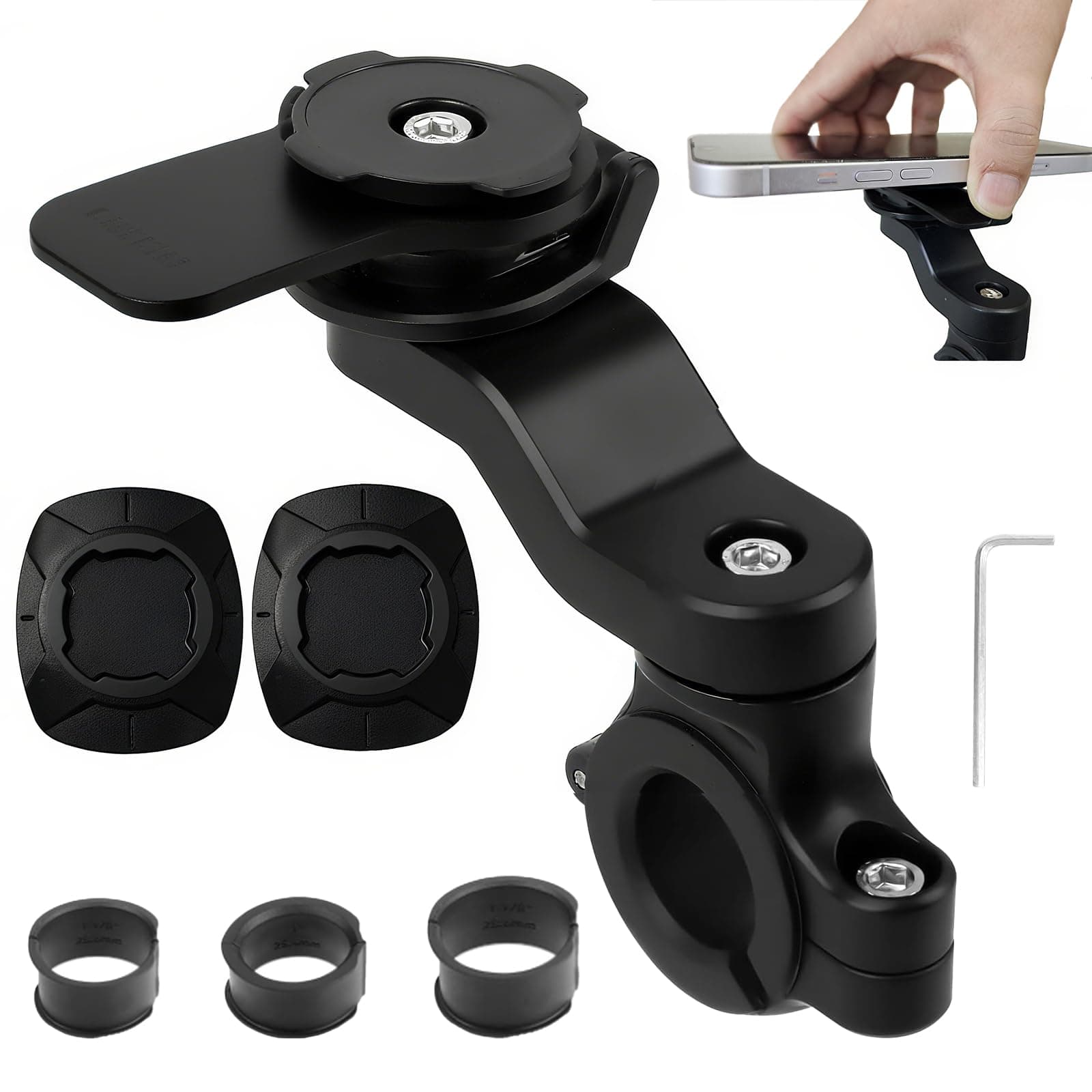 Support universel de téléphone pour guidon de vélo et moto - Amovible, Rotatif à 360°, Compatible Trottinette Quad Scoot