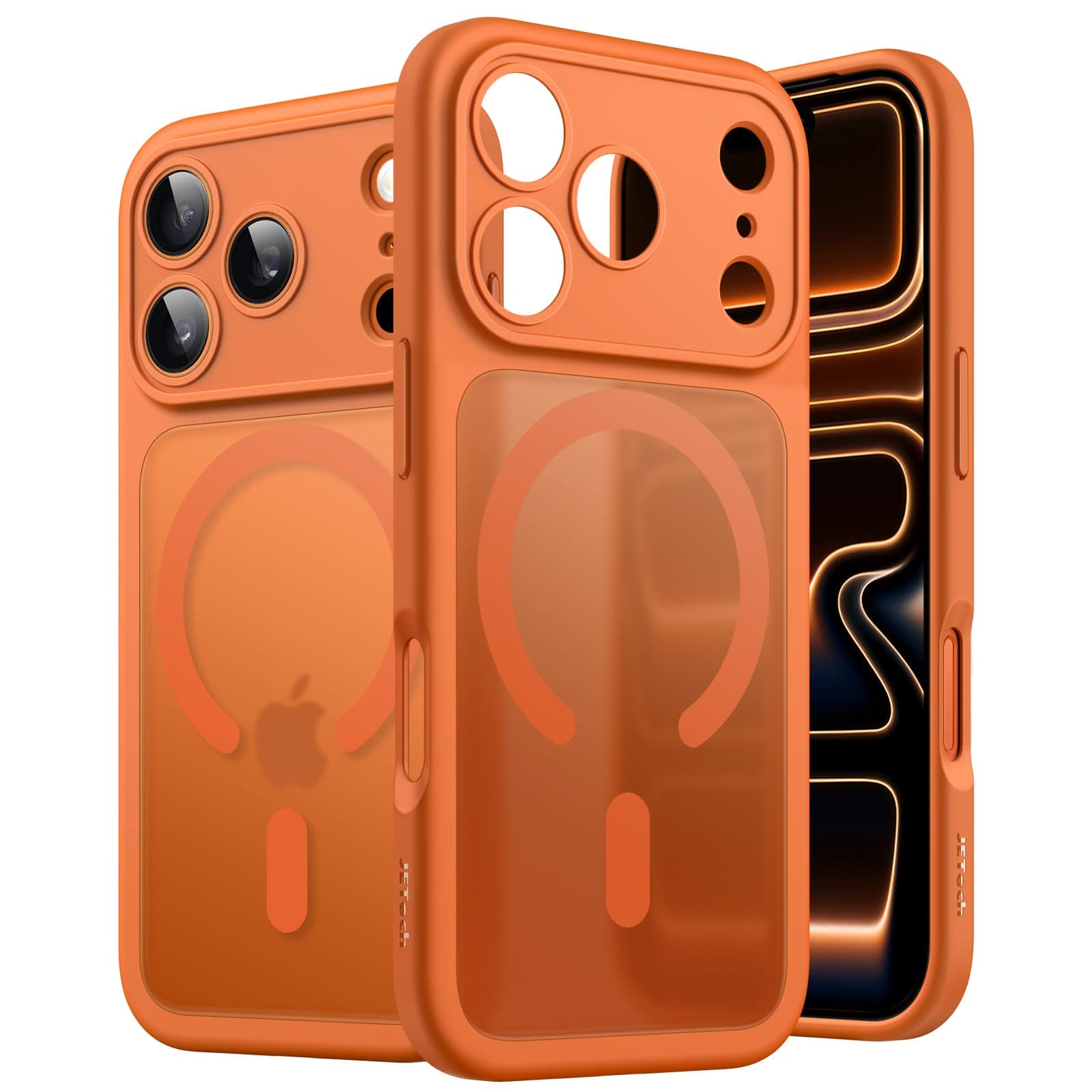 JETech Coque Magnétique Orange iPhone 17 Pro 6,3 Pouces Anti-Chocs Caméra Compatible MagSafe