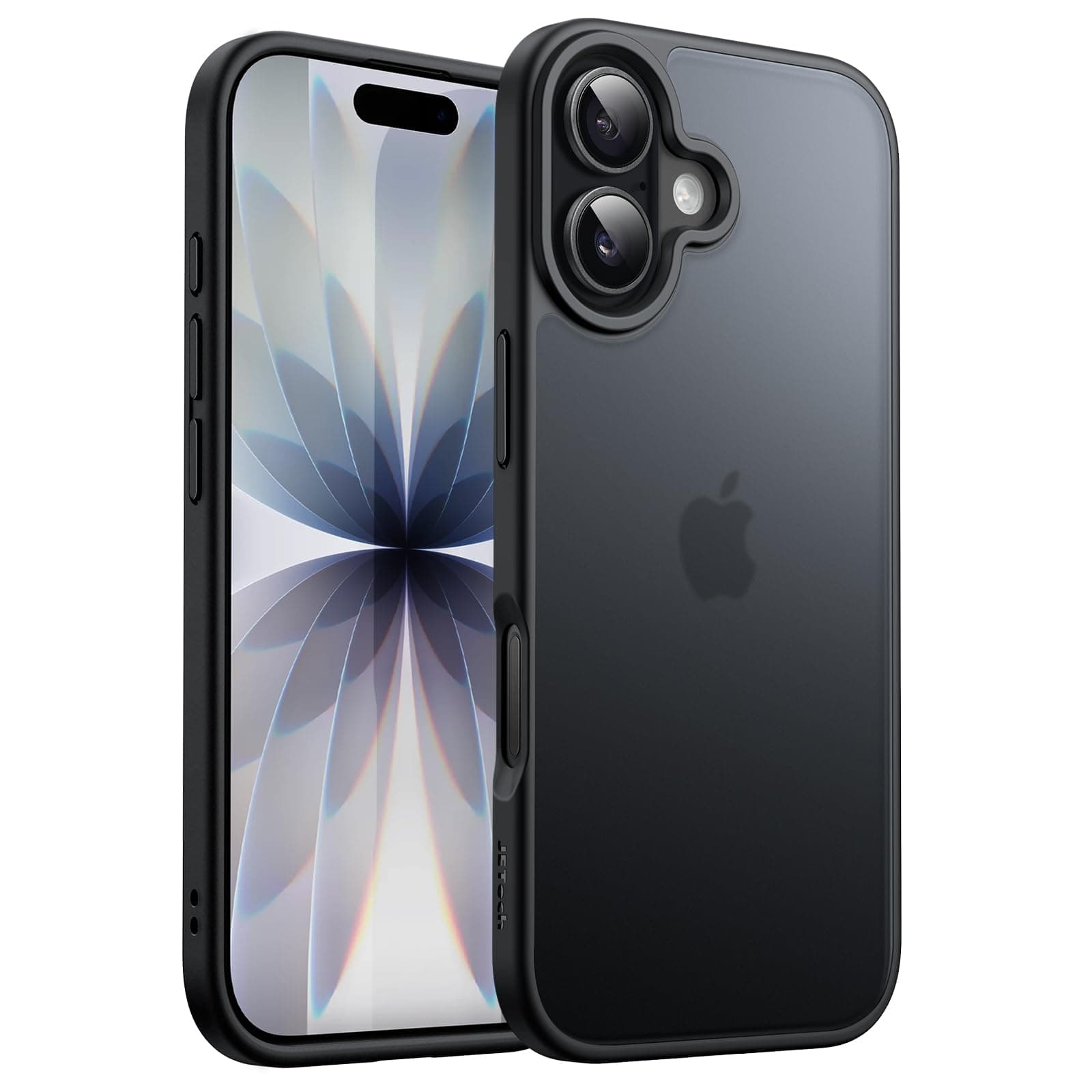 JETech Coque Mate iPhone 17, Protection Antichoc Militaire, Étui Arrière Translucide Minimaliste Givrée (Noir)
JETech