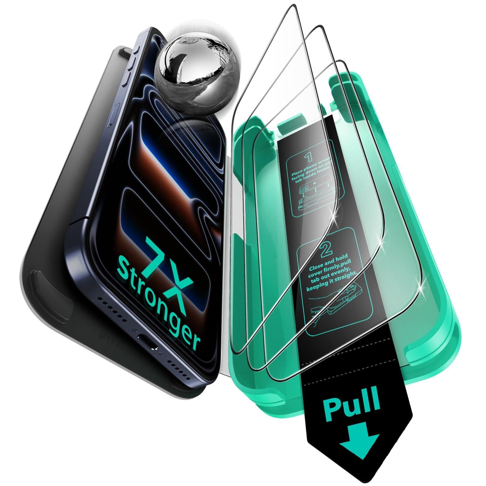 Protection Écran ESR Verre Trempé iPhone 17 Pro Max 9H+ Incassable, Lots de 3 Panneaux UltraFit Mis à Jour Global Recycl