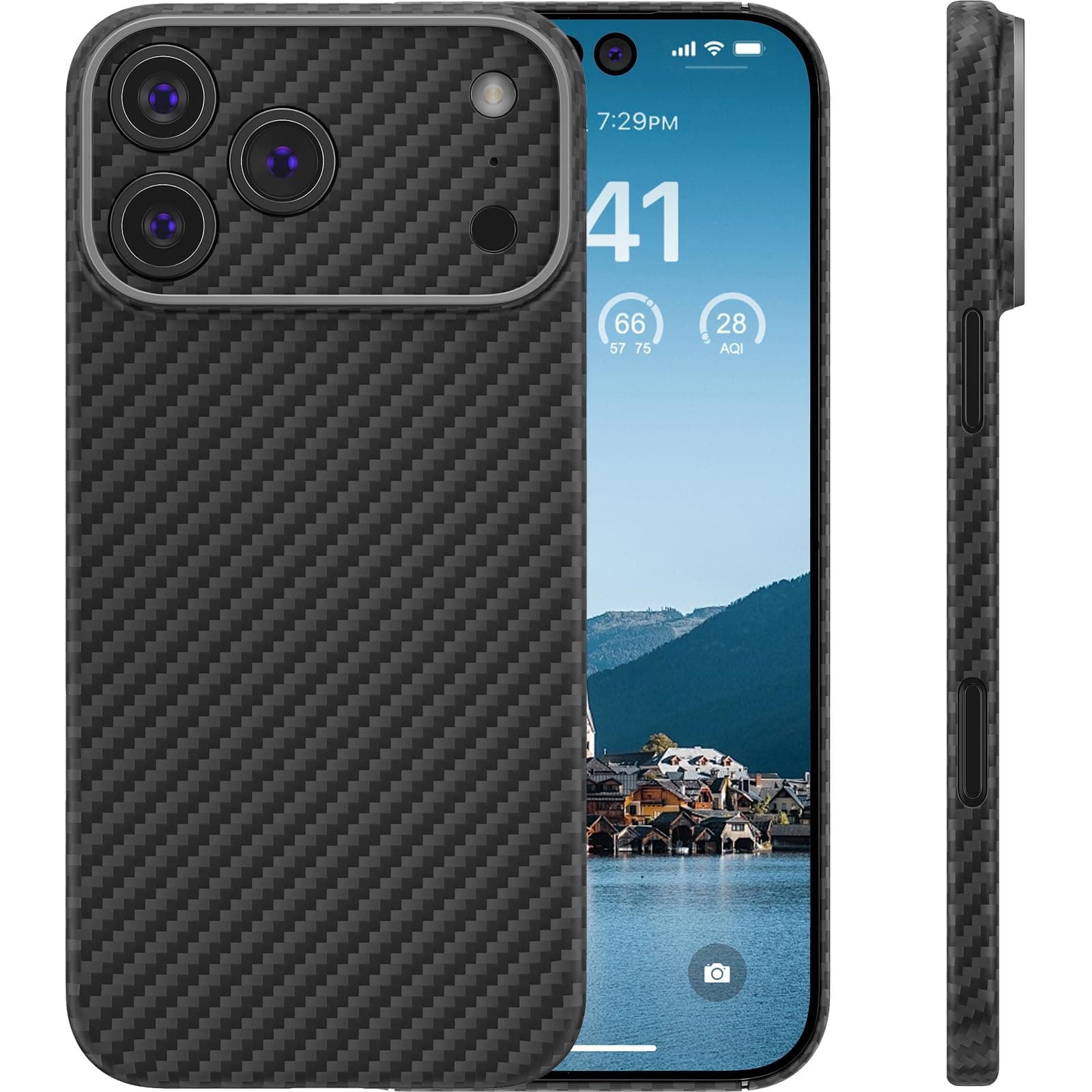 Coque Carbon Memumi Ultra Mince pour iPhone 17 Pro Max - Anti-dérapant et Protection Avancée - Noir