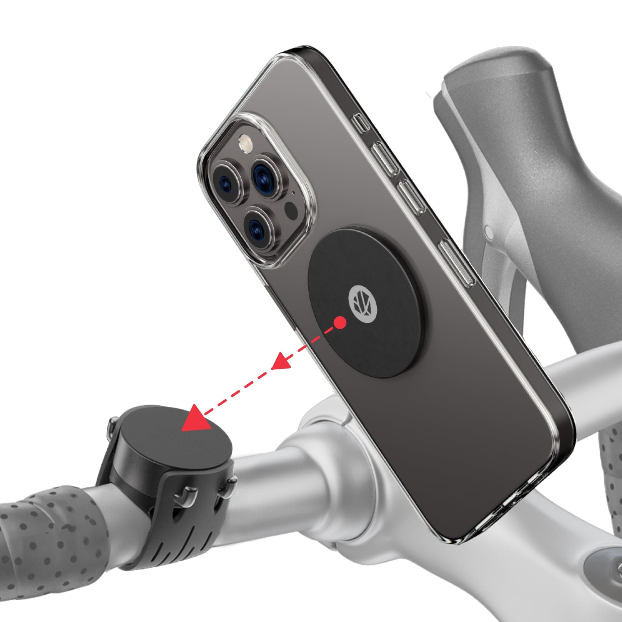 Shapeheart Innovation Française - Support Téléphone Vélo Magnétique avec Plaque Métallique Adhésive Extrèmement Fin. Pou